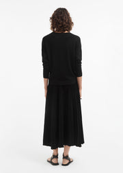 Pleated Elastic Waist Skirt in Stretch Crepe - Black - CO Collections
